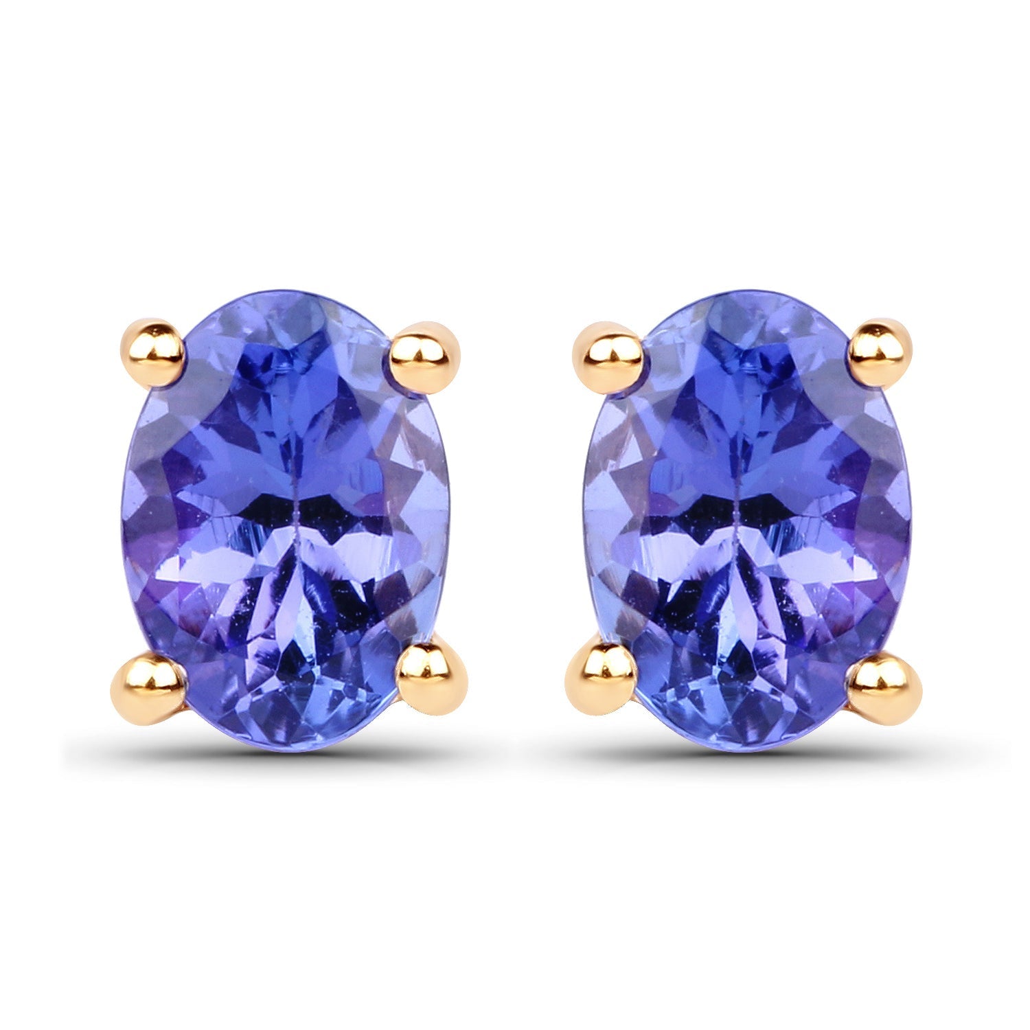 1.24 Carat Genuine Tanzanite 14K Yellow Gold Earrings  DestGlow