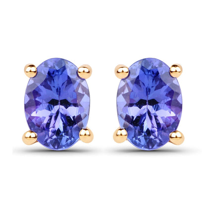 1.24 Carat Genuine Tanzanite 14K Yellow Gold Earrings  DestGlow