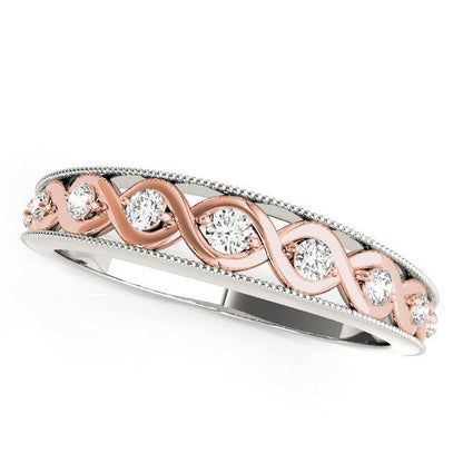 14k White And Rose Gold Infity Diamond Wedding Band (1/8 cttw) by Bids.com