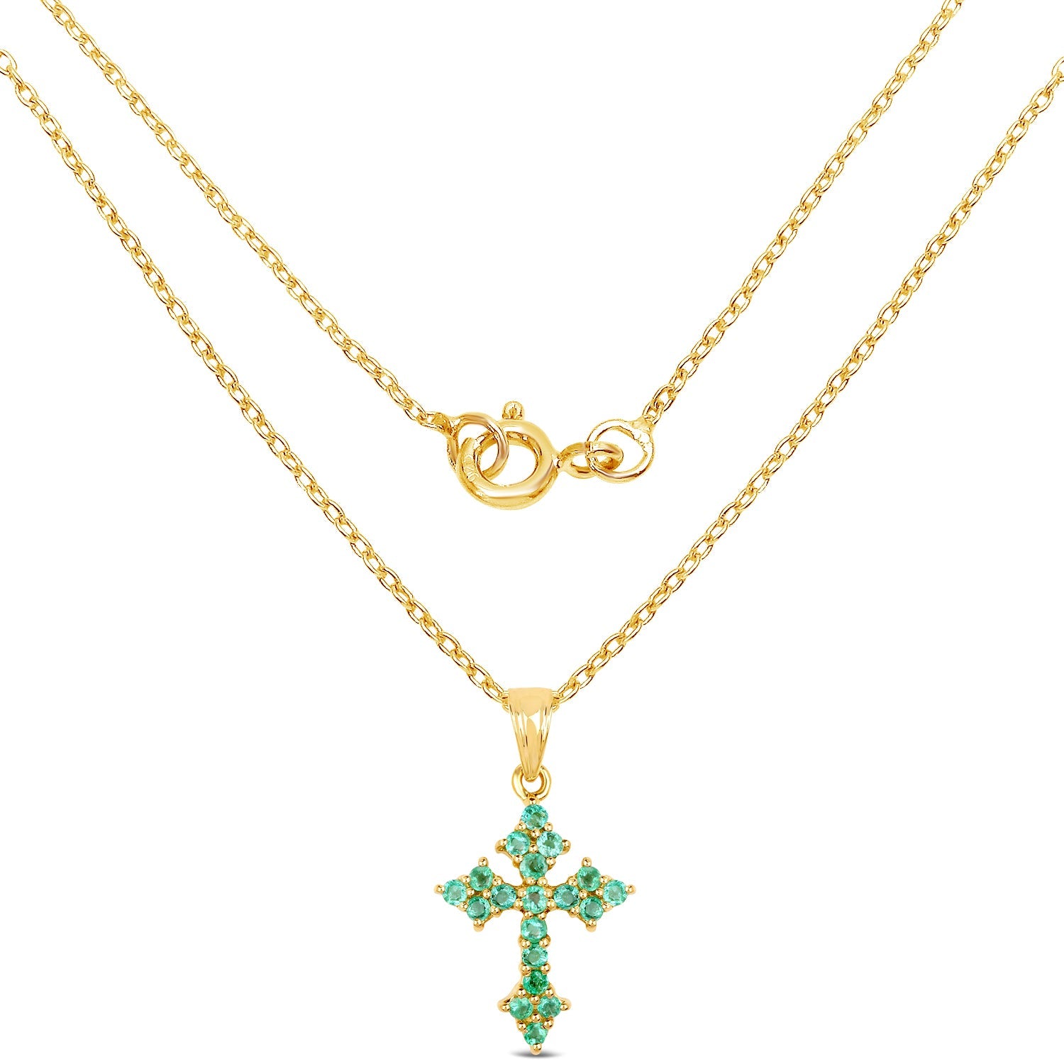 14K Yellow Gold Plated 1.05 Carat Genuine Zambian Emerald .925 Sterling Silver Pendant by Bids.com