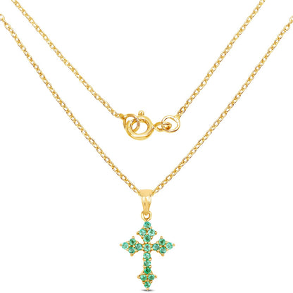 14K Yellow Gold Plated 1.05 Carat Genuine Zambian Emerald .925 Sterling Silver Pendant by Bids.com