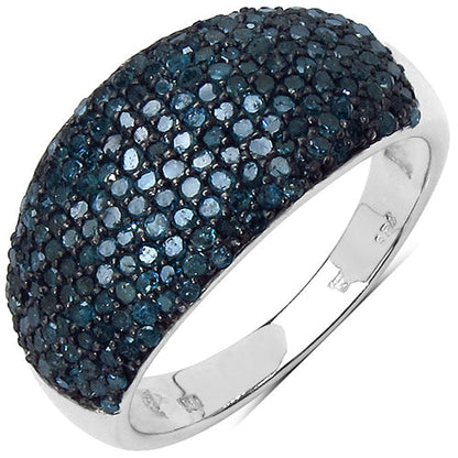 0.99 Carat Genuine Blue Diamond Sterling Silver Ring by Bids.com