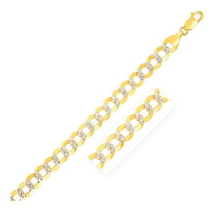 8.2mm 14k Two Tone Gold Pave Curb Bracelet  DestGlow