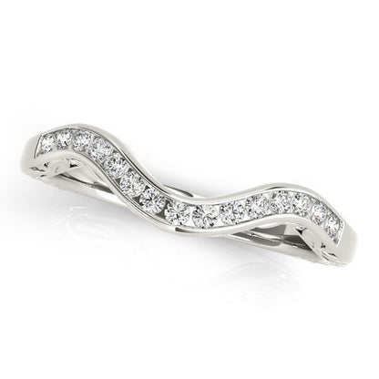 14k White Gold Curved Diamond Wedding Ring (1/10 cttw) by Bids.com