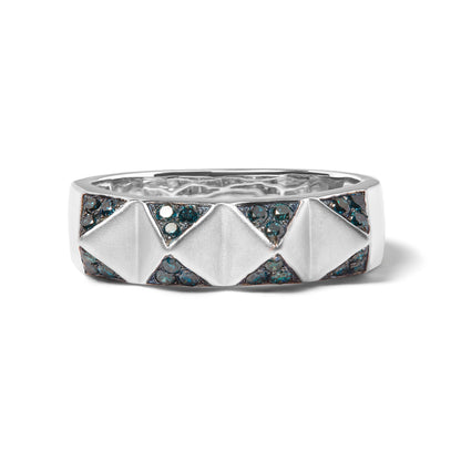 14K White Gold 1/4 Cttw Treated Blue Diamond Pyramid Band Ring (Blue Color, SI1-SI2 Clarity)- Size 7 by Bids.com