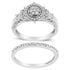 .925 Sterling Silver 1/3 Cttw Diamond 7 Stone Cluster and Halo Engagement Ring and Wedding Band Set (I-J Color, I1-I2 Clarity) - Size 7 by Bids.com