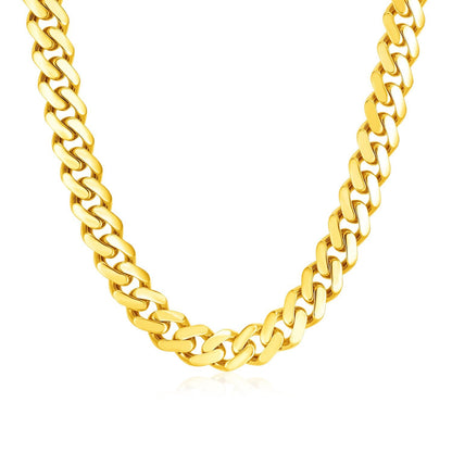 14k Yellow Gold Polished Miami Cuban Chain Necklace by Bids.com