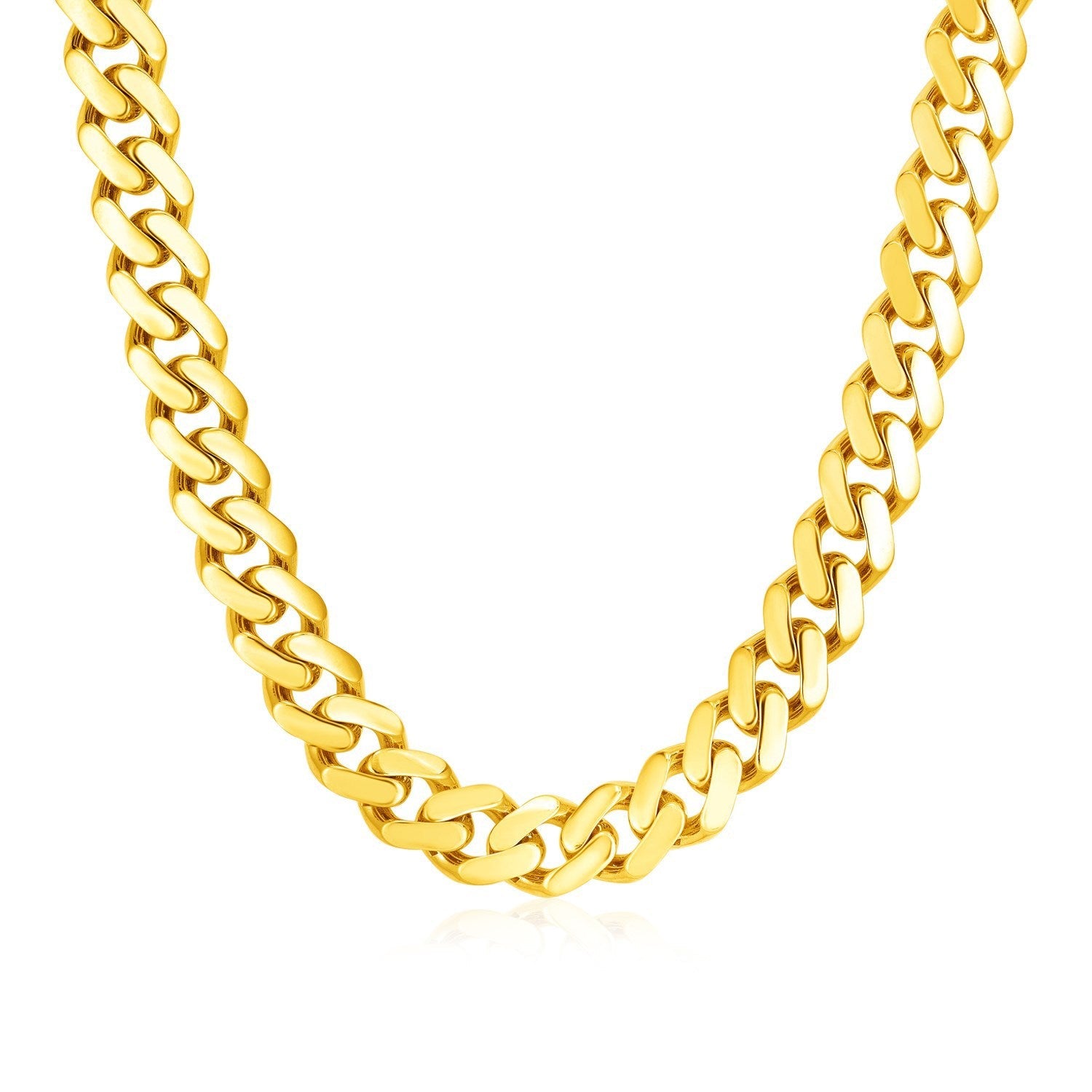 14k Yellow Gold Polished Miami Cuban Chain Necklace by Bids.com