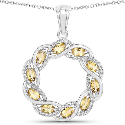 1.73 Carat Genuine Citrine and White Topaz .925 Sterling Silver Pendant by Bids.com