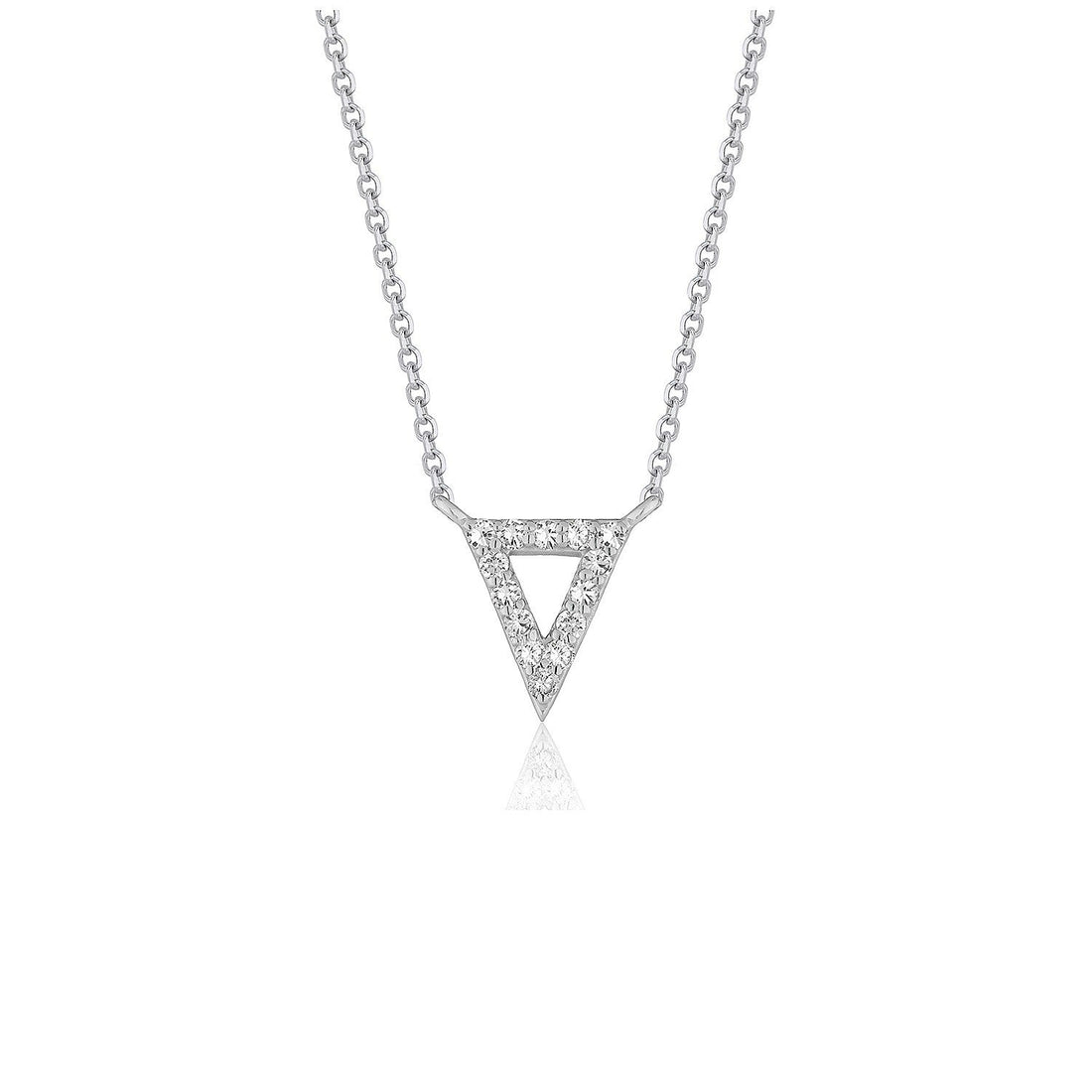 Diamond Inverted Triangle Pendant in 14k White Gold by Bids.com