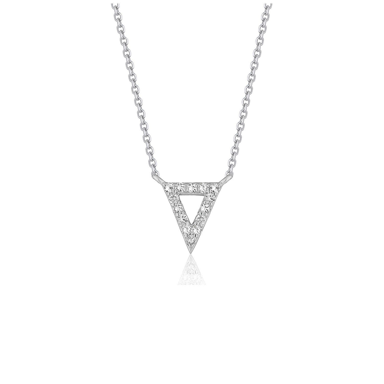 Diamond Inverted Triangle Pendant in 14k White Gold by Bids.com