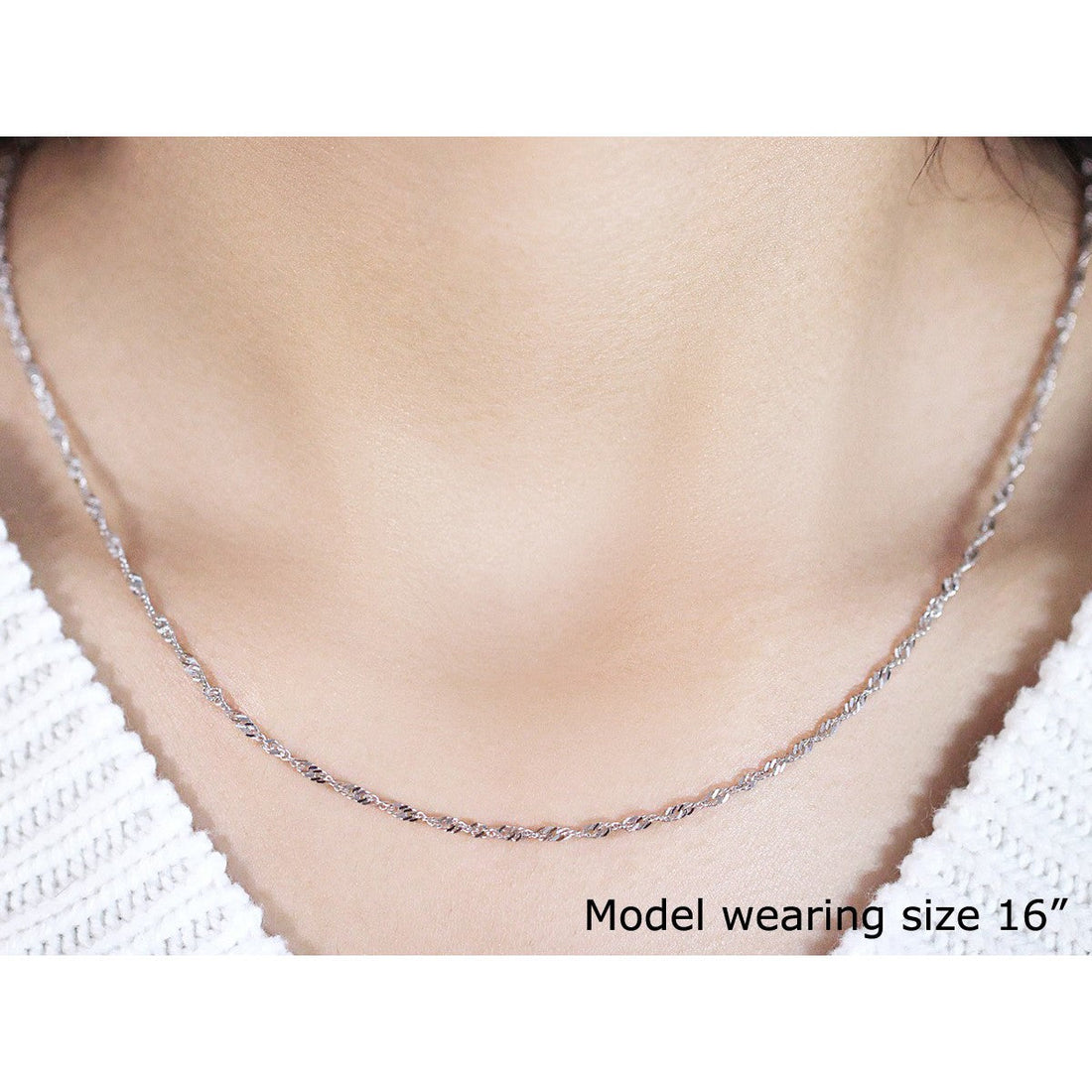 14k White Gold Singapore Chain 1.7mm by Bids.com