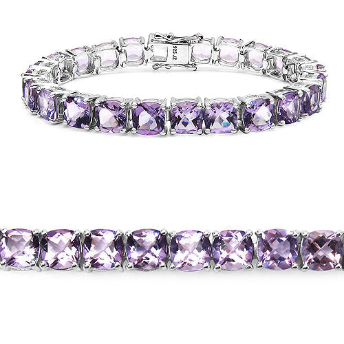 27.60 Carat Genuine Amethyst .925 Sterling Silver Bracelet  DestGlow