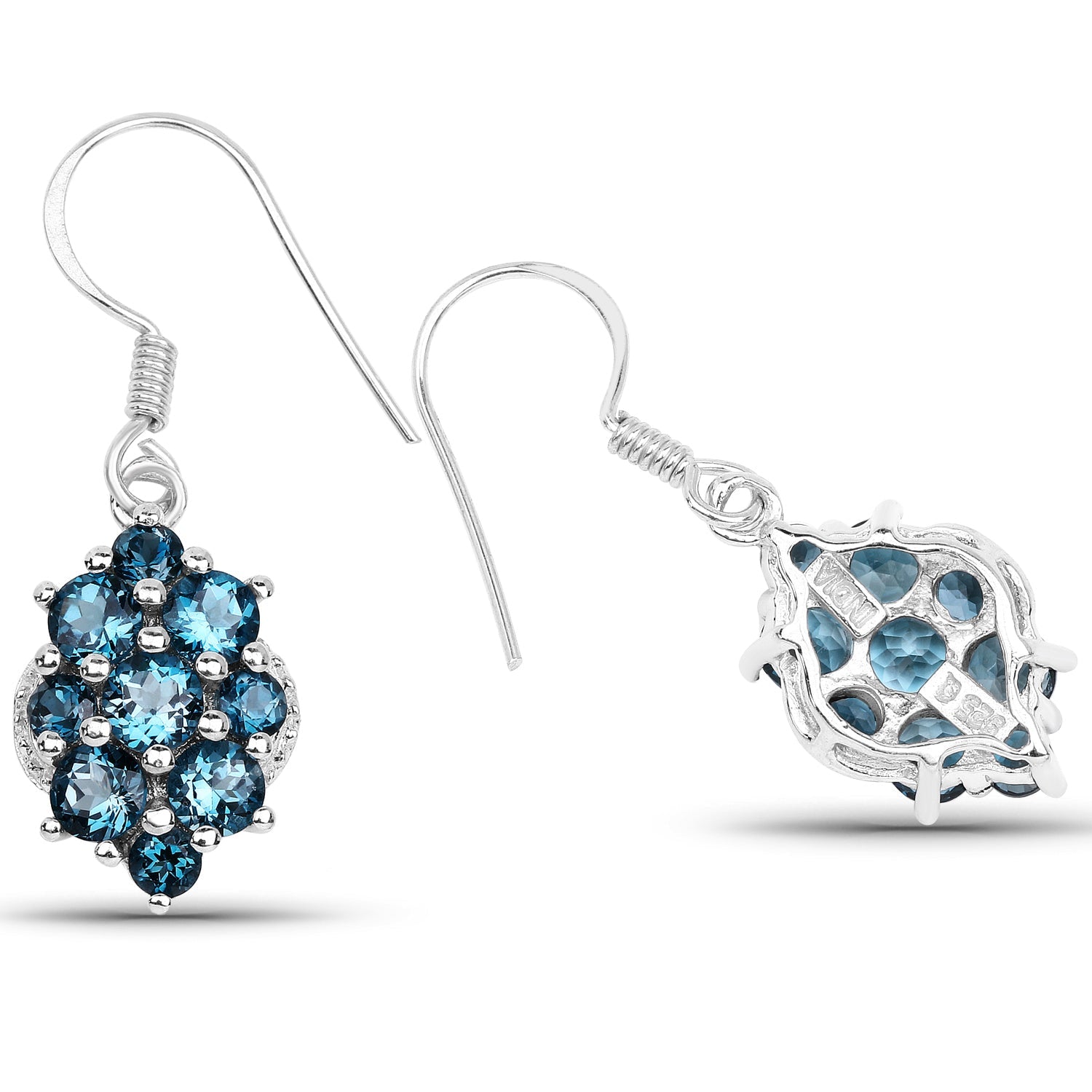 4.32 Carat Genuine London Blue Topaz .925 Sterling Silver Earrings by Bids.com