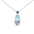 18K White Gold 3/8 Cttw Pave Set Diamond and Sky Blue Topaz and Blue Sapphire Gemstone Floral Teardrop Halo 18" Pendant Necklace (G-H Color, SI2-I1 Clarity) by Bids.com