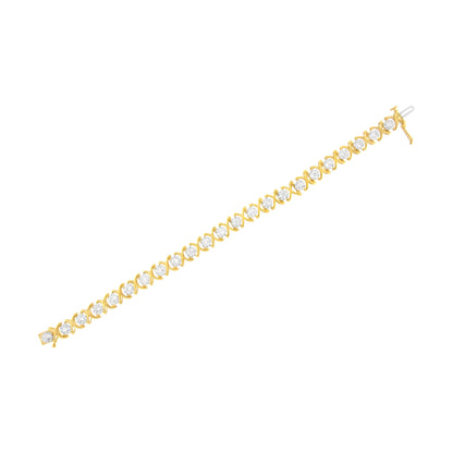 10K Yellow Gold Plated Sterling Silver 2 cttw Diamond "XOXO" Bracelet (J-K Clarity, I1-I2 Color) - Size 7.25" by Bids.com