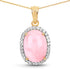 14K Yellow Gold Plated 11.75 Carat Genuine Opal Pink and White Topaz .925 Sterling Silver Pendant  DestGlow
