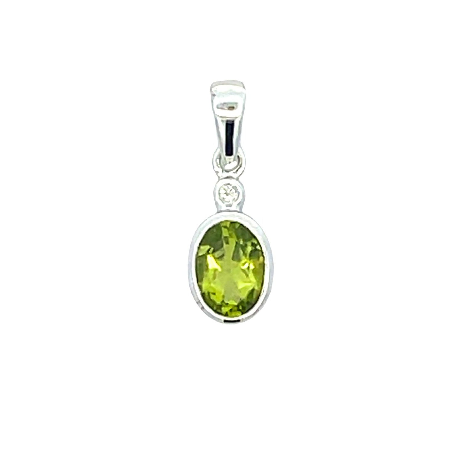 .50ct Peridot Diamond Fashion Pendants 10KT White Gold by Bids.com
