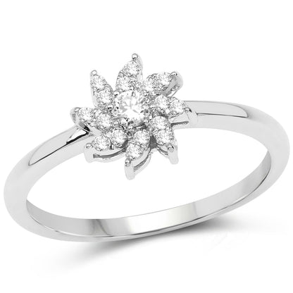 0.18 Carat Genuine White Diamond 14K White Gold Ring (E-F-G Color, SI Clarity) by Bids.com