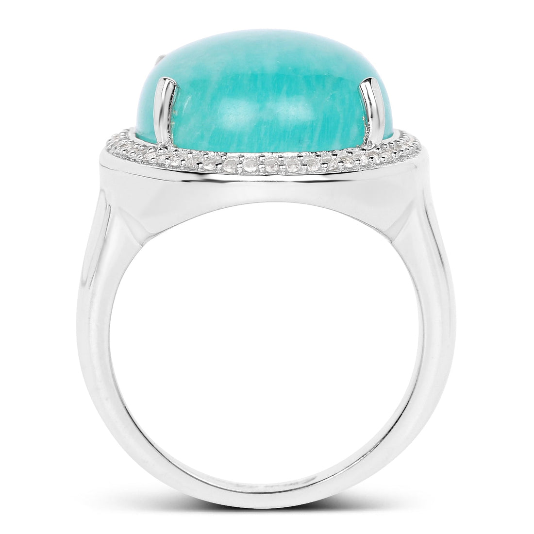 15.09 Carat Genuine Amazanite And White Topaz .925 Sterling Silver Ring by Bids.com
