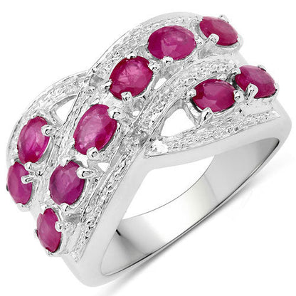 2.21 Carat Genuine Ruby and White Topaz .925 Sterling Silver Ring by Bids.com