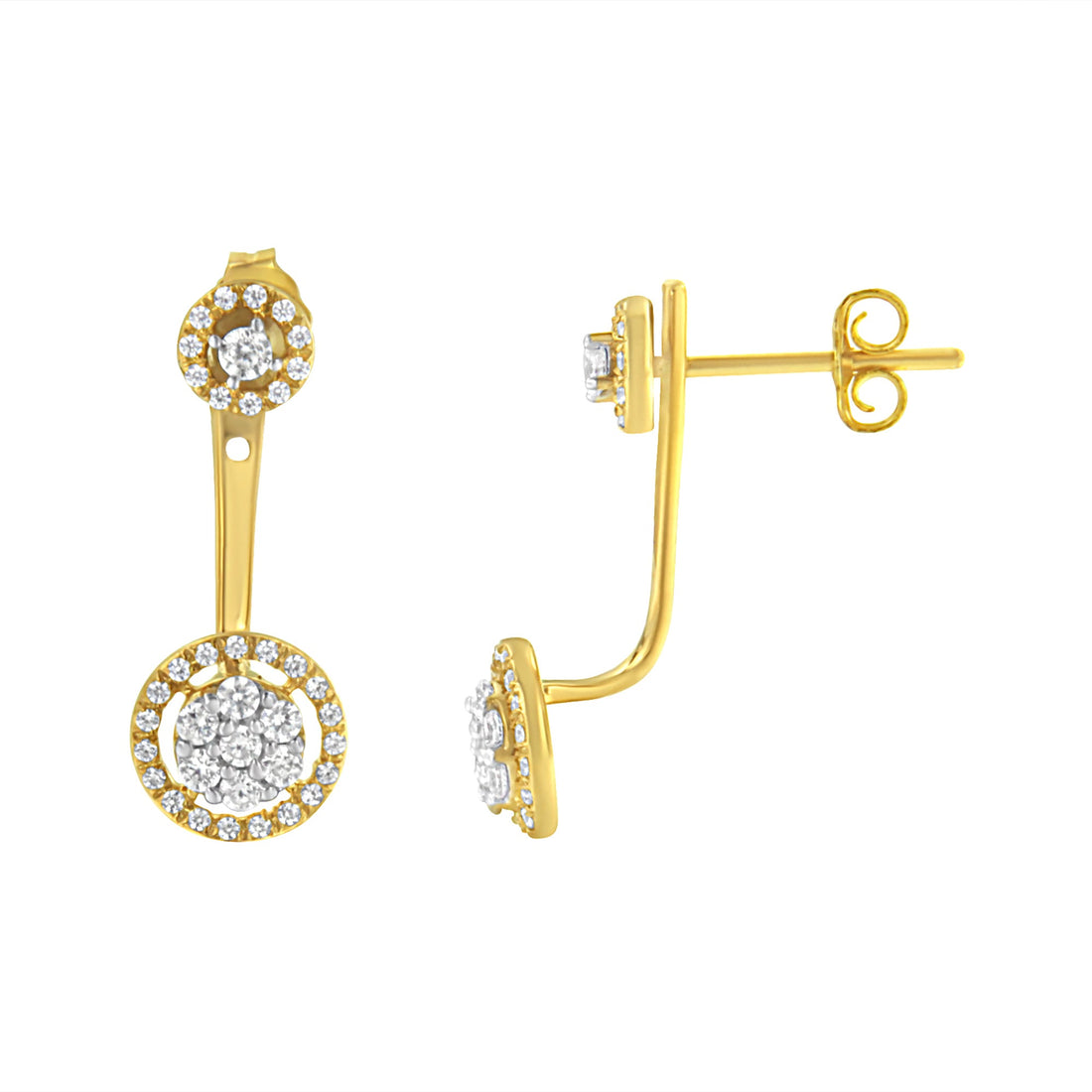 14K Yellow Gold Plated .925 Sterling Silver 5/8 Cttw Diamond Removable Stud and Dangle Earrings (I-J Color, I2-I3) by Bids.com