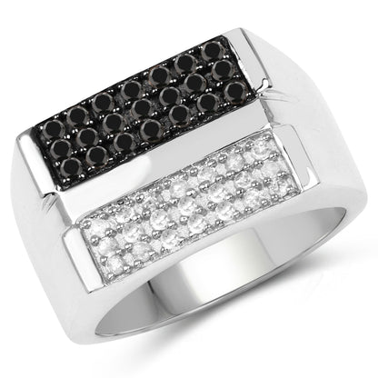 0.64 Carat Genuine Black Diamond and White Diamond .925 Sterling Silver Ring by Bids.com
