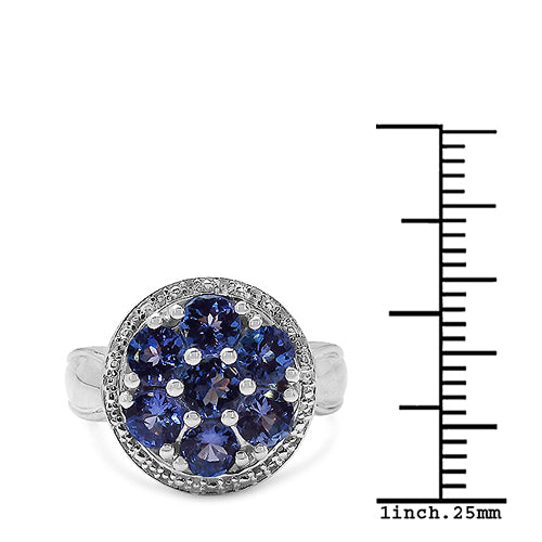 1.61 Carat Genuine Tanzanite .925 Sterling Silver Ring by Bids.com