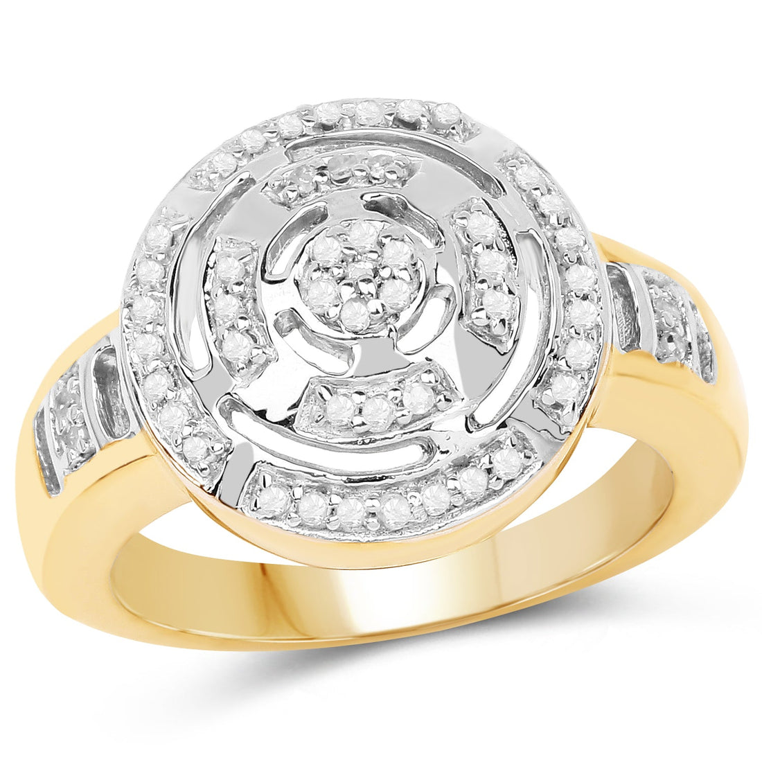 14K Yellow Gold Plated 0.21 Carat Genuine White Diamond .925 Sterling Silver Ring by Bids.com