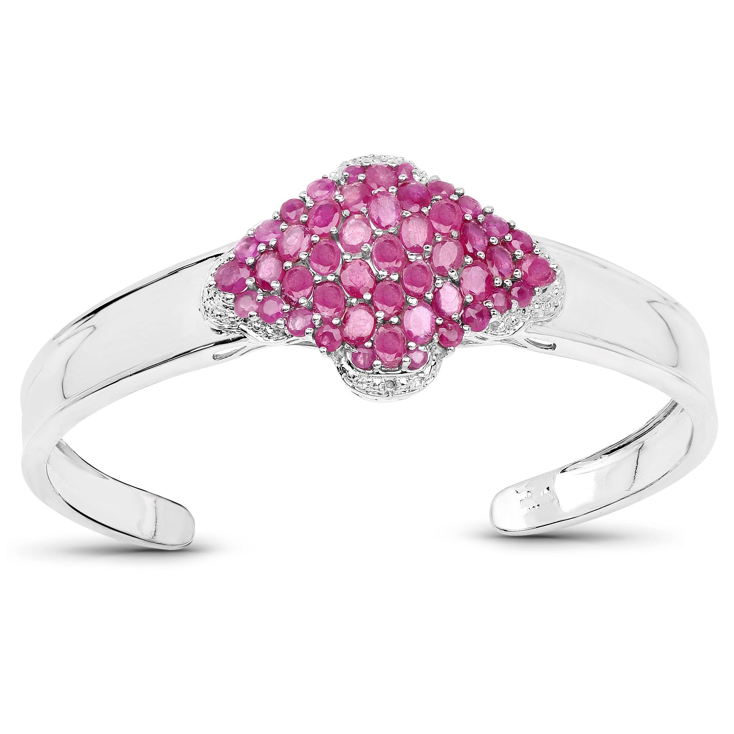 7.38 Carat Glass Filled Ruby, Ruby and White Topaz .925 Sterling Silver Bangle by Bids.com