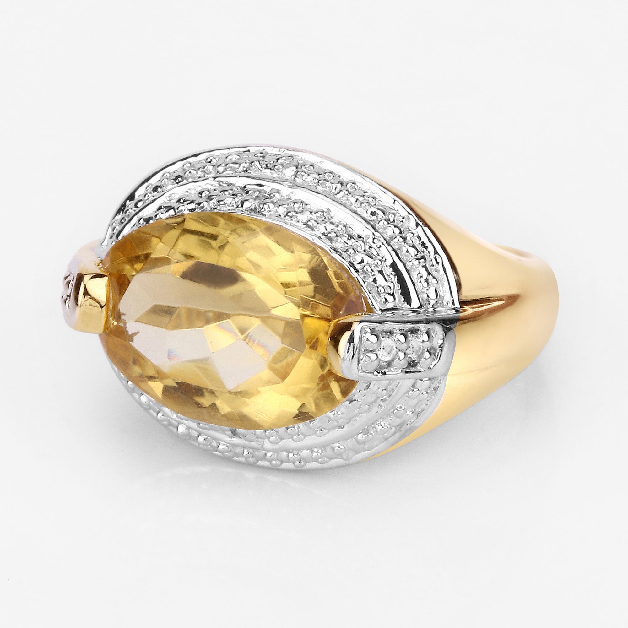 4.56 Carat Genuine Citrine and White Diamond .925 Sterling Silver Ring by Bids.com