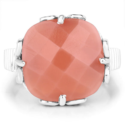 12.75 Carat Genuine Peach Moonstone .925 Sterling Silver Ring by Bids.com