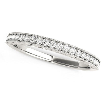 14k White Gold Milgrain Bordered Round Diamond Wedding Band (1/6 cttw) by Bids.com