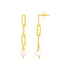 14k Yellow Gold Paperclip Chain Link Earrings with Pearls by Bids.com