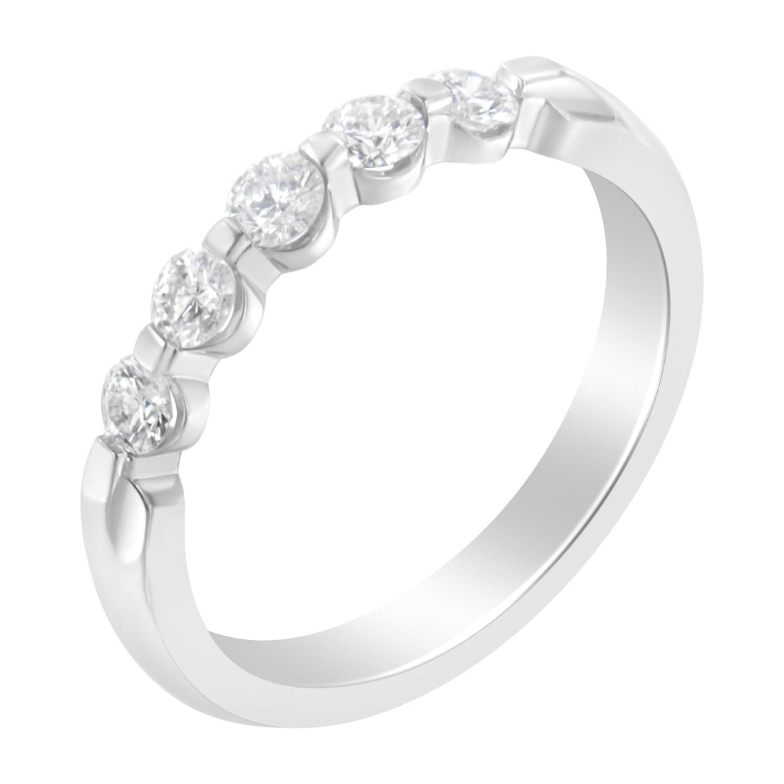 14K White Gold 1/2 cttw Diamond 5-Stone Band Ring (H-I Clarity, SI2-I1 Color) - Size 7 by Bids.com