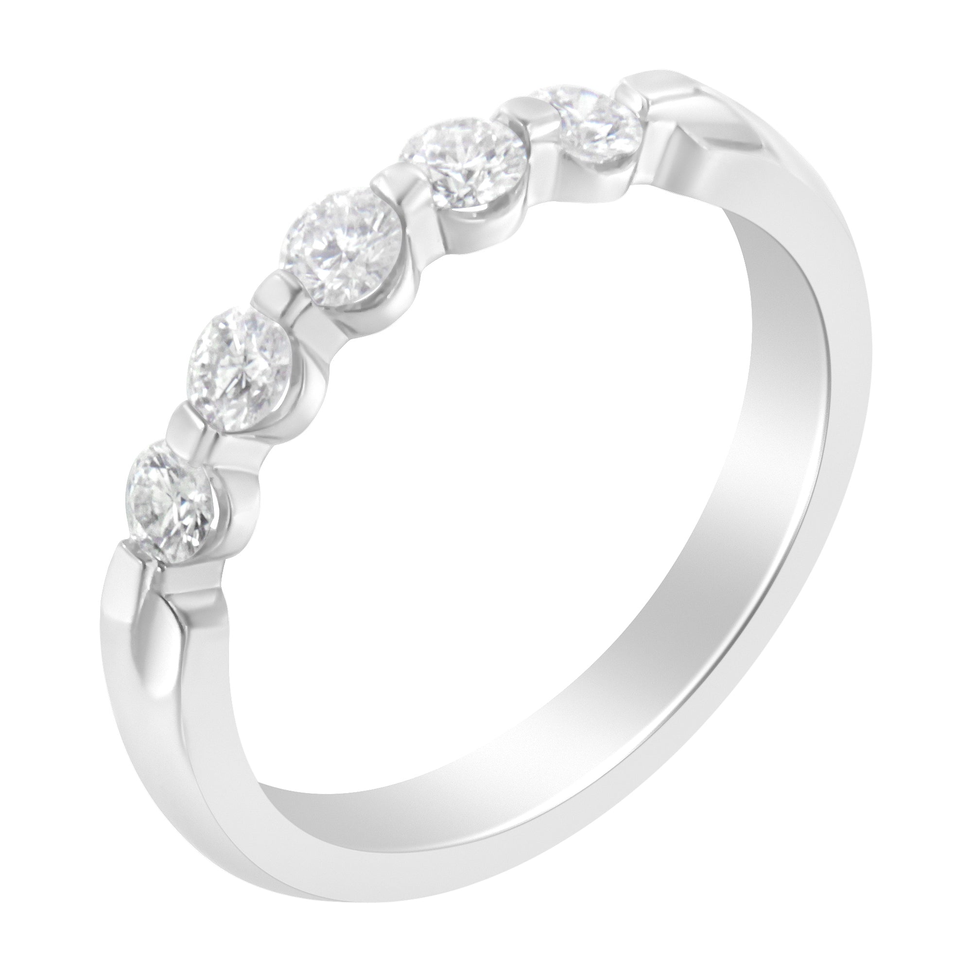 14K White Gold 1/2 cttw Diamond 5-Stone Band Ring (H-I Clarity, SI2-I1 Color) - Size 7 by Bids.com