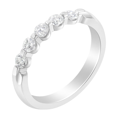 14K White Gold 1/2 cttw Diamond 5-Stone Band Ring (H-I Clarity, SI2-I1 Color) - Size 7 by Bids.com