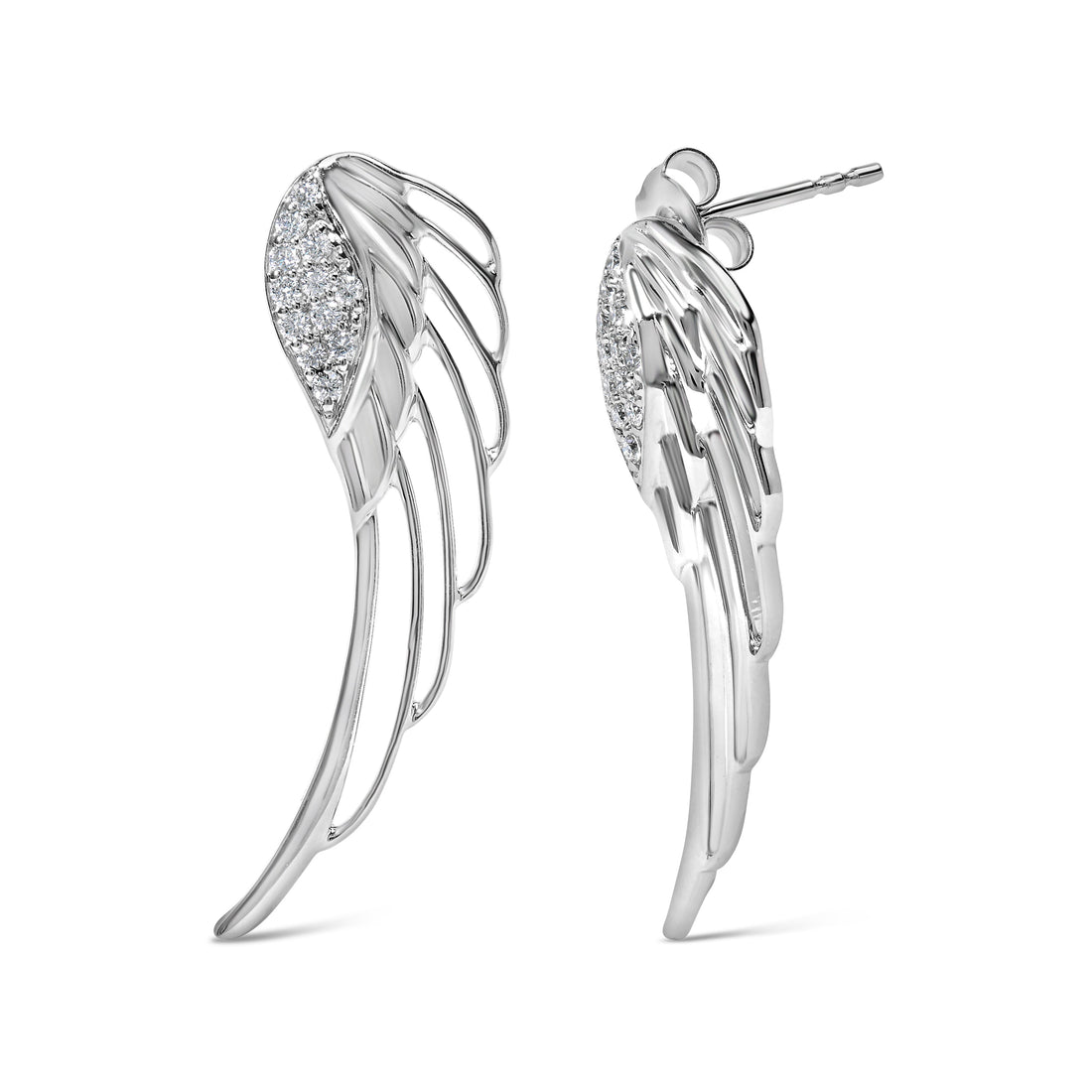 14K White Gold 1/4 Cttw Lab Grown Diamond Angel Wing Stud Earrings (F-G Color, VS1-VS2 Clarity) by Bids.com