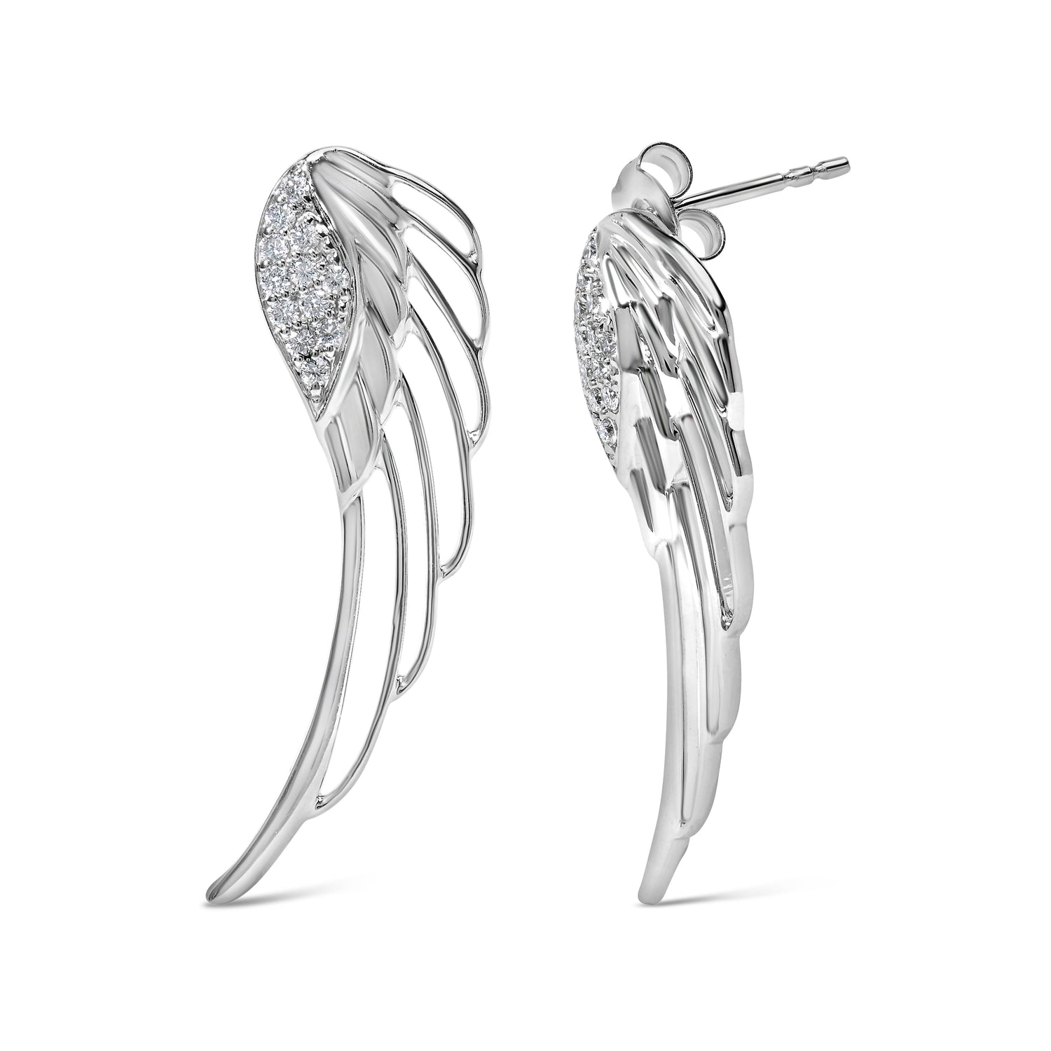 14K White Gold 1/4 Cttw Lab Grown Diamond Angel Wing Stud Earrings (F-G Color, VS1-VS2 Clarity) by Bids.com