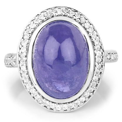 8.26 Carat Genuine Tanzanite &amp; White Topaz .925 Sterling Silver Ring by Bids.com