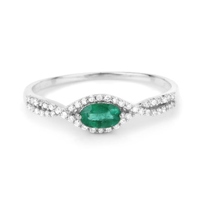 0.32 Carat Genuine Zambian Emerald and White Diamond 14K White Gold Ring by Bids.com