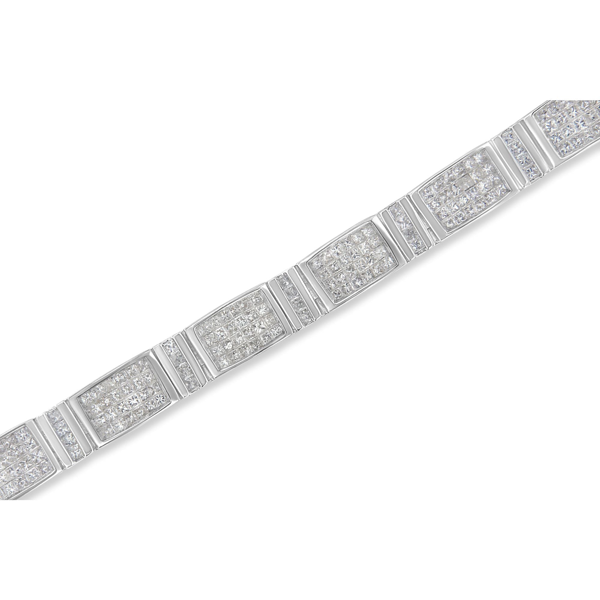 14K White Gold 7.0 Cttw Princess Cut Diamond 7" Alternating Vertical and Horizontal Rectangular Link Tennis Bracelet (H-I Color, SI2-I1 Clarity) by Bids.com
