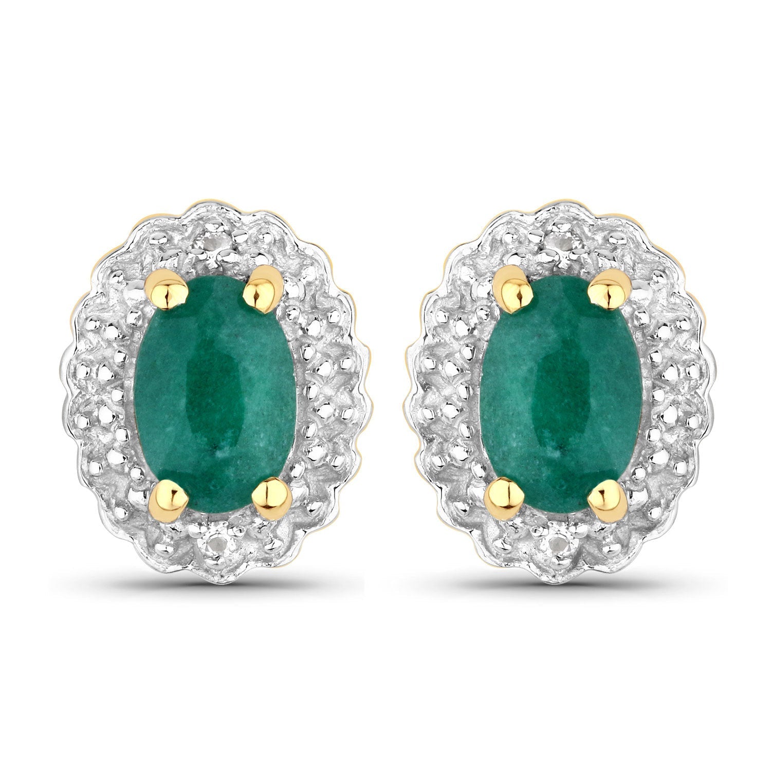 1.71 Carat Dyed Emerald and White Topaz .925 Sterling Silver Jewelry Set by Bids.com