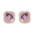 18K Rose Gold 3/8 Cttw Diamond and 11x11mm Clover-Cut Purple Amethyst Gemstone Clover Halo Stud Earrings (G-H Color, SI1-SI2 Clarity) by Bids.com