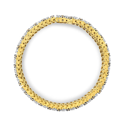 10K Yellow Gold 10-1/3 Cttw Alternating Coco Color and White Diamond 5 Row Tennis Bracelet (Brown/H-I Color, SI1-SI2 Clarity) - Size 7.25 by Bids.com