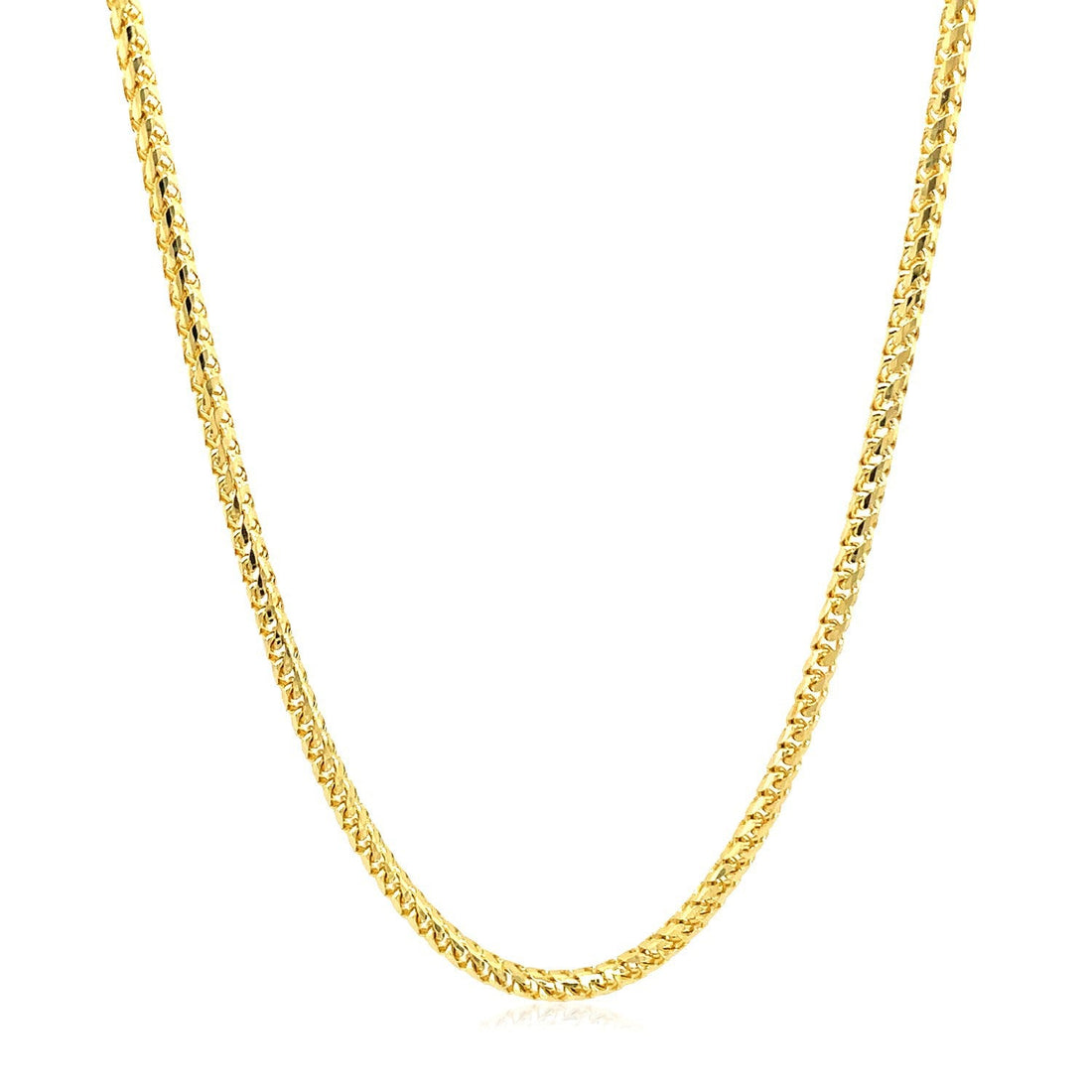 2.2mm 14k Yellow Solid Gold Diamond Cut Round Franco Chain by Bids.com