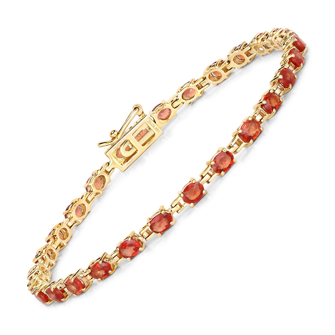 7.00 Carat Genuine Orange Sapphire 14K Yellow Gold Bracelet by Bids.com