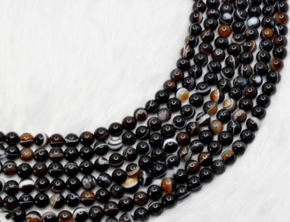 Black Eye Agate AAA Grade 6mm, 8mm, 10mm Round Beads  DestGlow