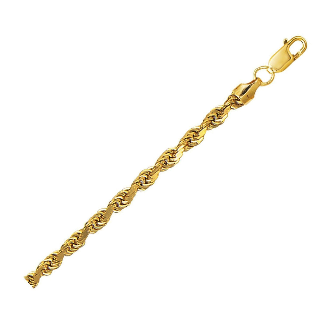 10K Yellow Gold Lite Hollow Diamond Cut Rope Chain (4.00 mm)  DestGlow