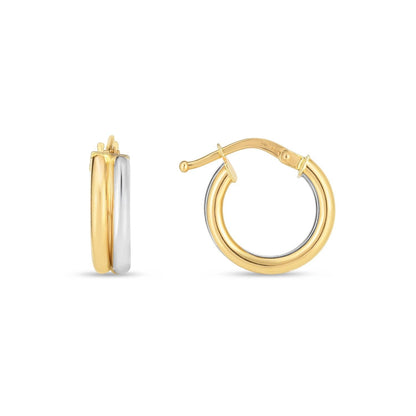 14k Two Tone Gold Double Round Hoops  DestGlow